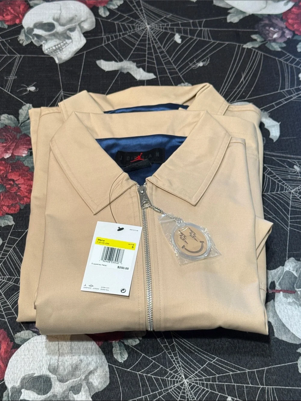 2023 NIKE AIR JORDAN x J BALVIN LIGHT BROWN WOVEN JACKET W/KEYCHAIN MENS S XL
